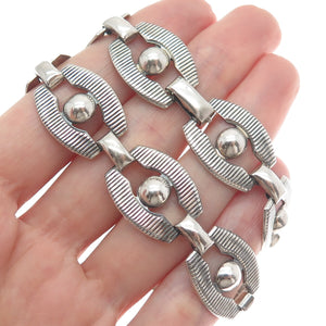 DANECRAFT 925 Sterling Silver Antique Art Deco Beaded Panel Chain Necklace 16"