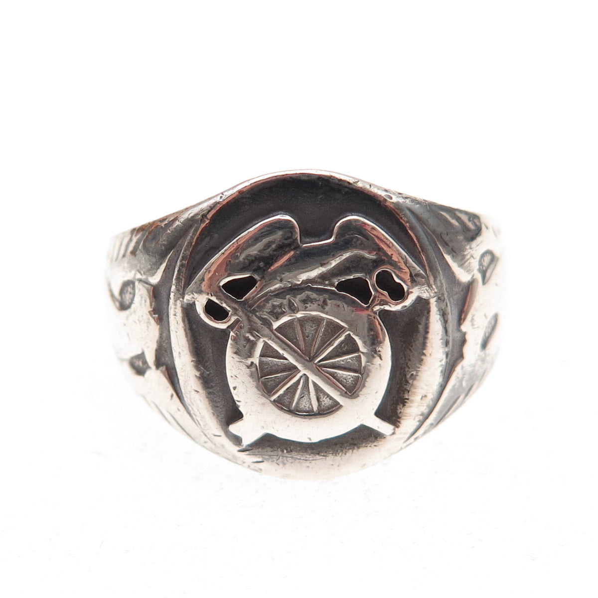 925 Sterling Silver Antique WWII US Army Quartermaster Eagle Ring Size 9