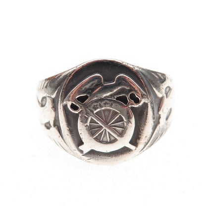 925 Sterling Silver Antique WWII US Army Quartermaster Eagle Ring Size 9
