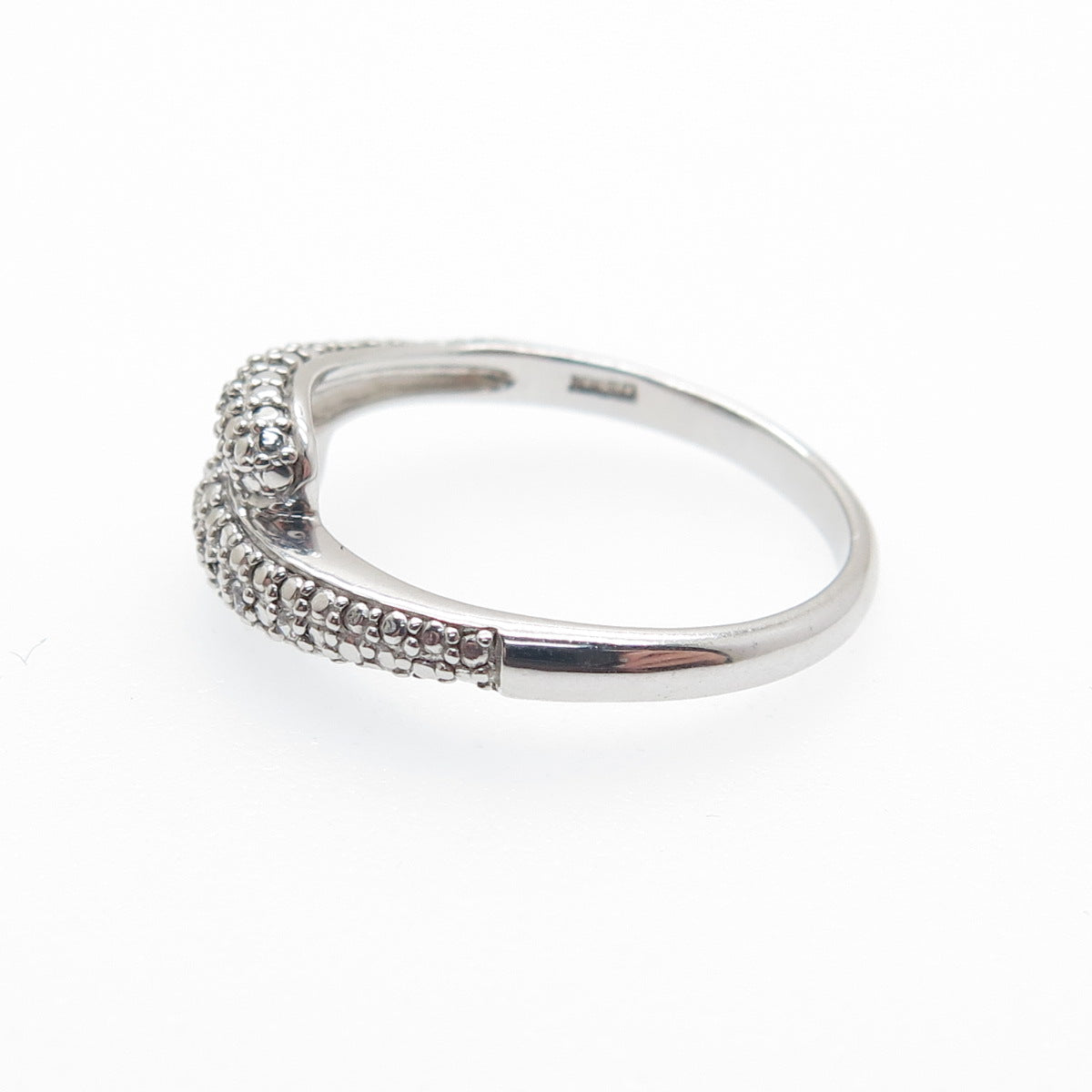 DSMK 925 Sterling Silver Real Round-Cut White Topaz Bypass Ring Size 7.25