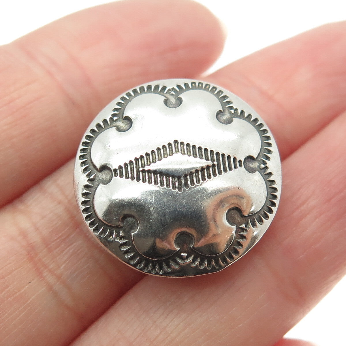 Old Pawn Hopi Sterling Silver Vintage Southwestern Concho Tribal Clip Button