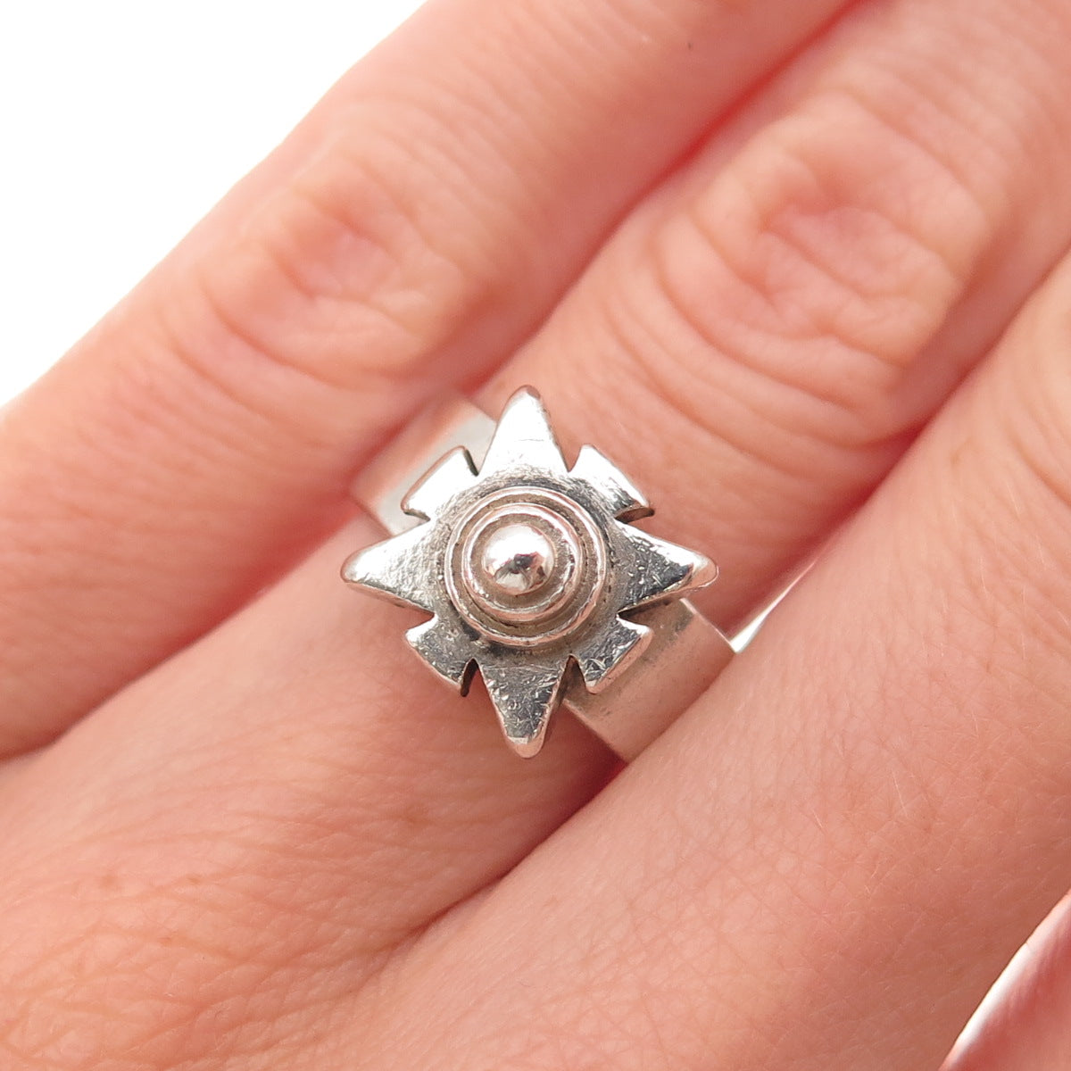 925 Sterling Silver Vintage Cross Oxidized Ring Size 5.75