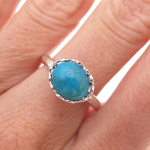 Tehya Oyama 925 Sterling Silver Real Bisbee Turquoise Floral Ring Size 8