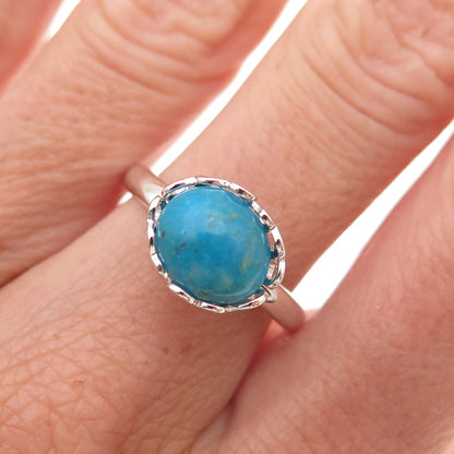 Tehya Oyama 925 Sterling Silver Real Bisbee Turquoise Floral Ring Size 8