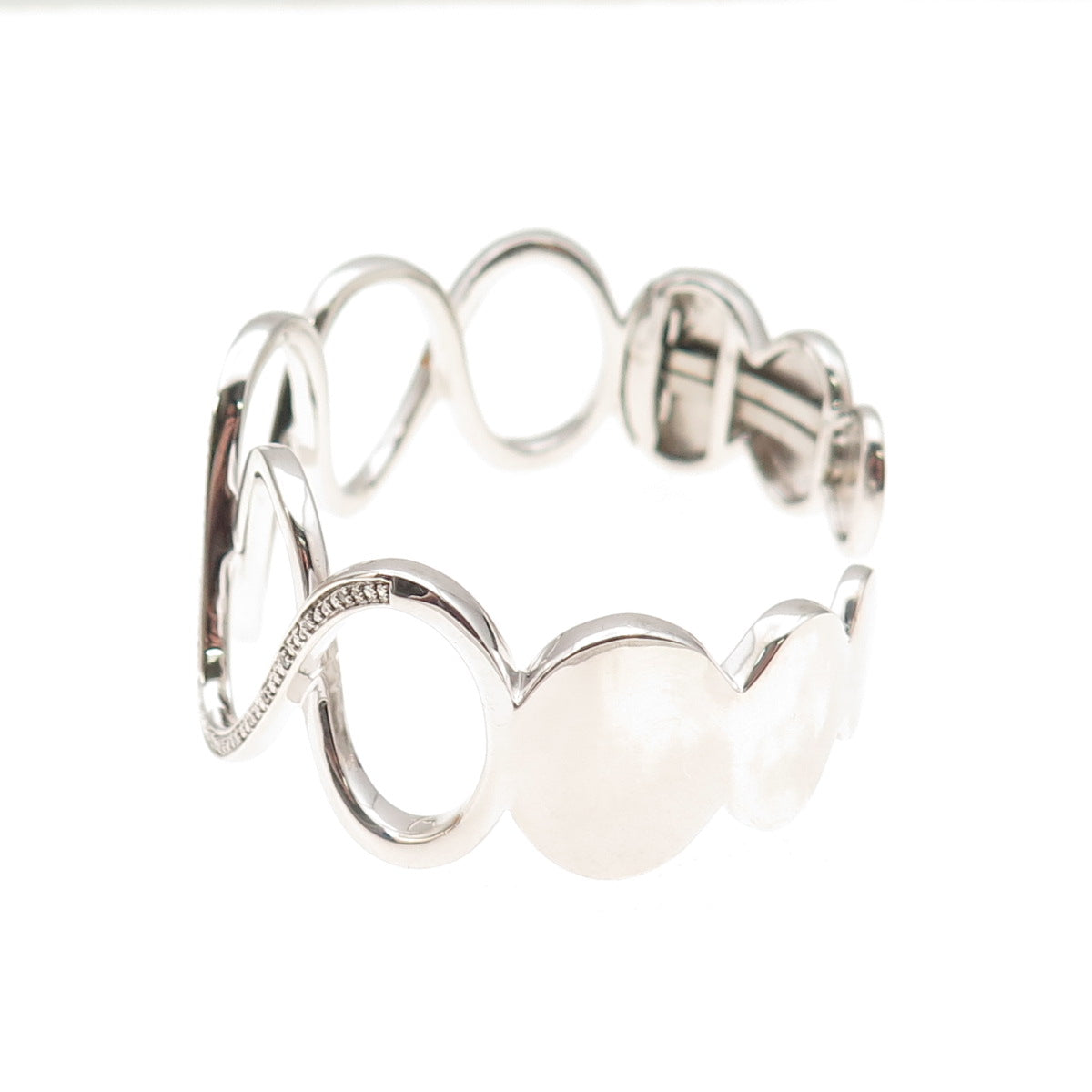 Sun 925 Sterling Silver Round-Cut C Z Infinity Link Adjustable Bracelet 6.25"