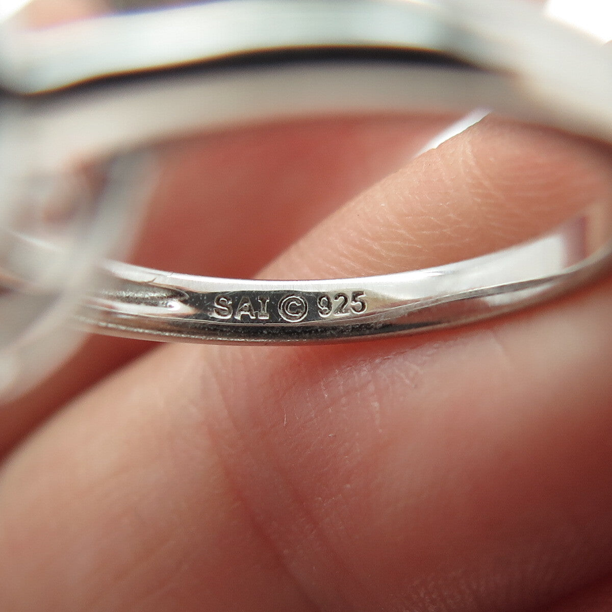 SAI Sterling Silver Real Round-Cut Diamond & Blue Topaz Teardrop Ring Size 6.75