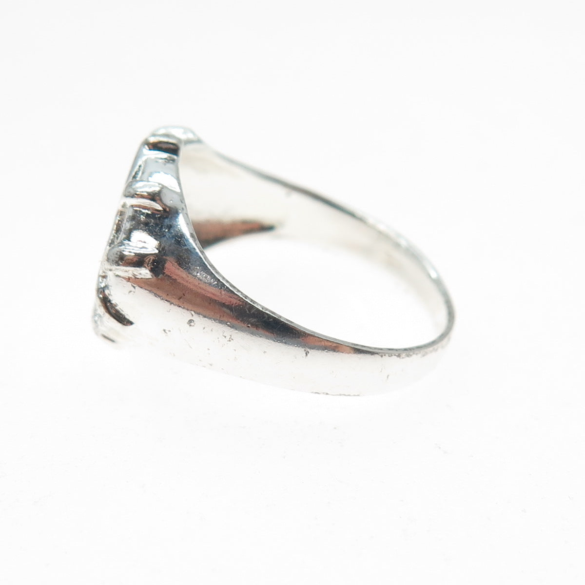 925 Sterling Silver Vintage Modernist Cage Pattern Ring Size 10