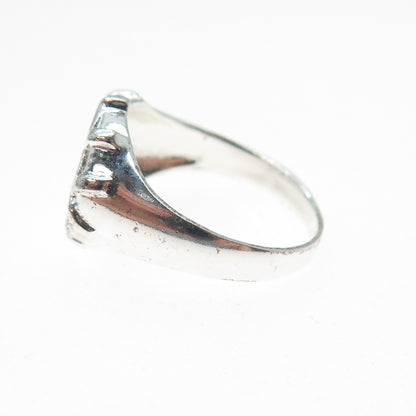 925 Sterling Silver Vintage Modernist Cage Pattern Ring Size 10