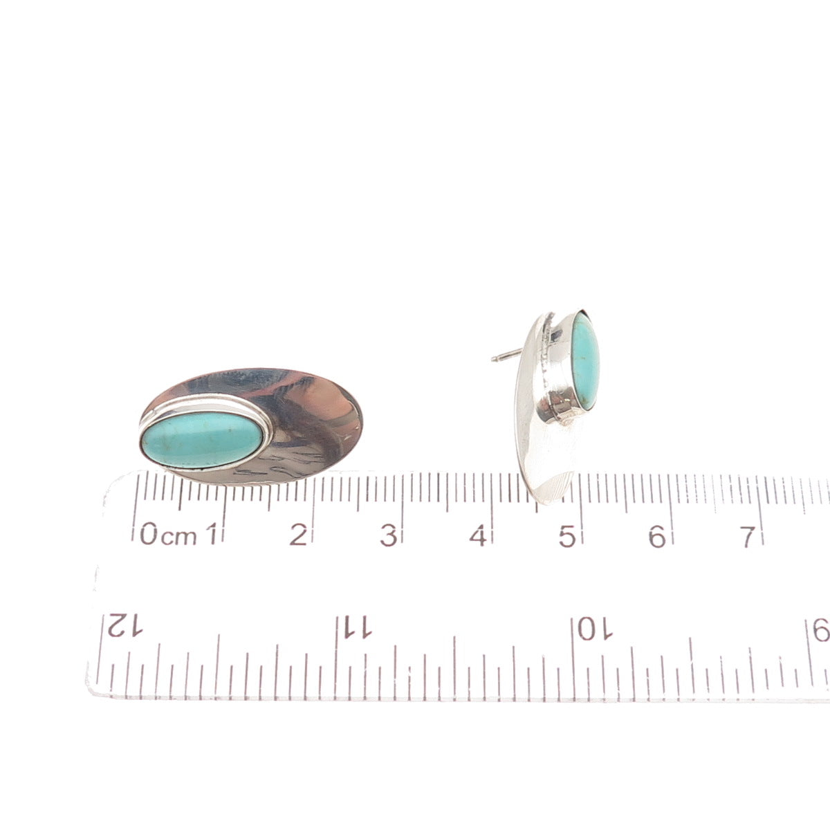 Robin Wood Navajo Old Pawn 925 Sterling Silver Vintage Tyrone Turquoise Earrings