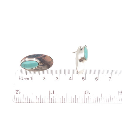 Robin Wood Navajo Old Pawn 925 Sterling Silver Vintage Tyrone Turquoise Earrings