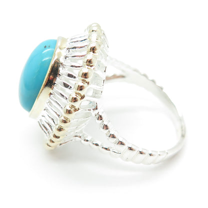 925 Sterling Silver Real Sleeping Beauty Turquoise Gemstone Ring Size 11