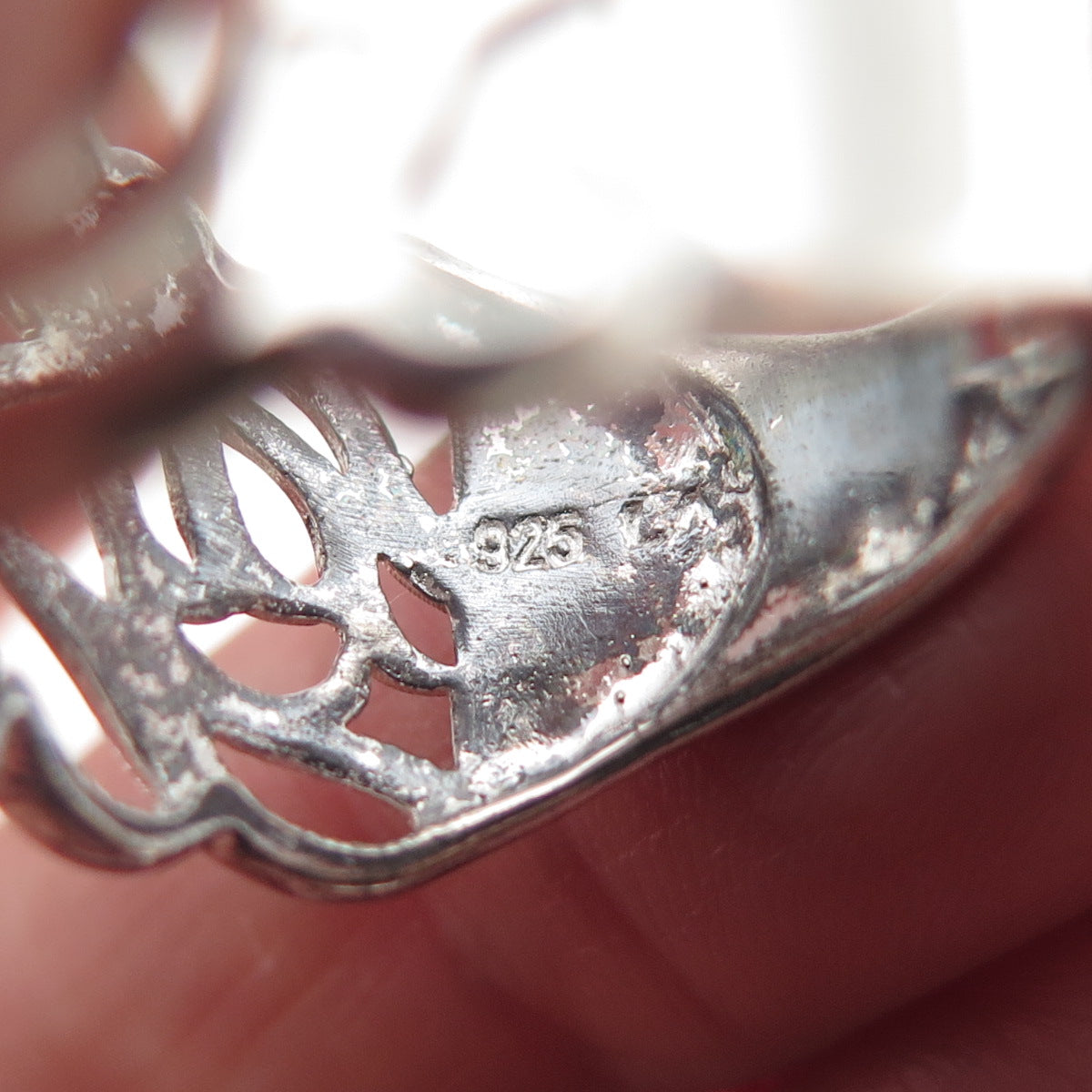 925 Sterling Silver Vintage Modernist Rose Flower Ring Size 7.25