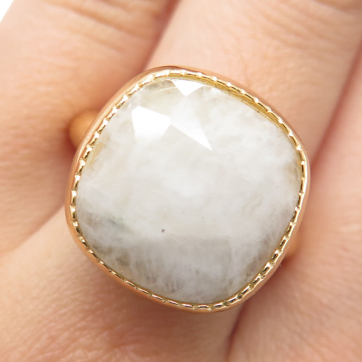 BLQ Basiq Jewelry 925 Sterling Silver Gold Plated Real Quartz Ring Size 8.75