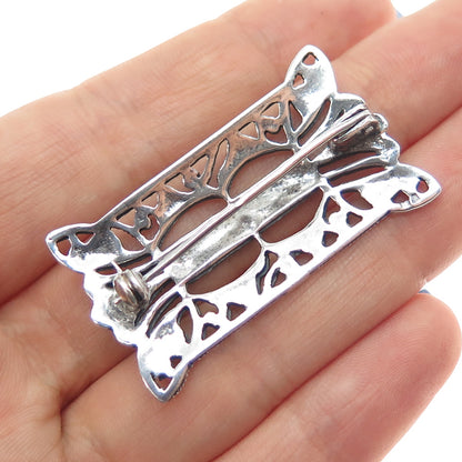 835 Silver Antique Art Deco Portugal Real Marcasite Oxidized Pin Brooch