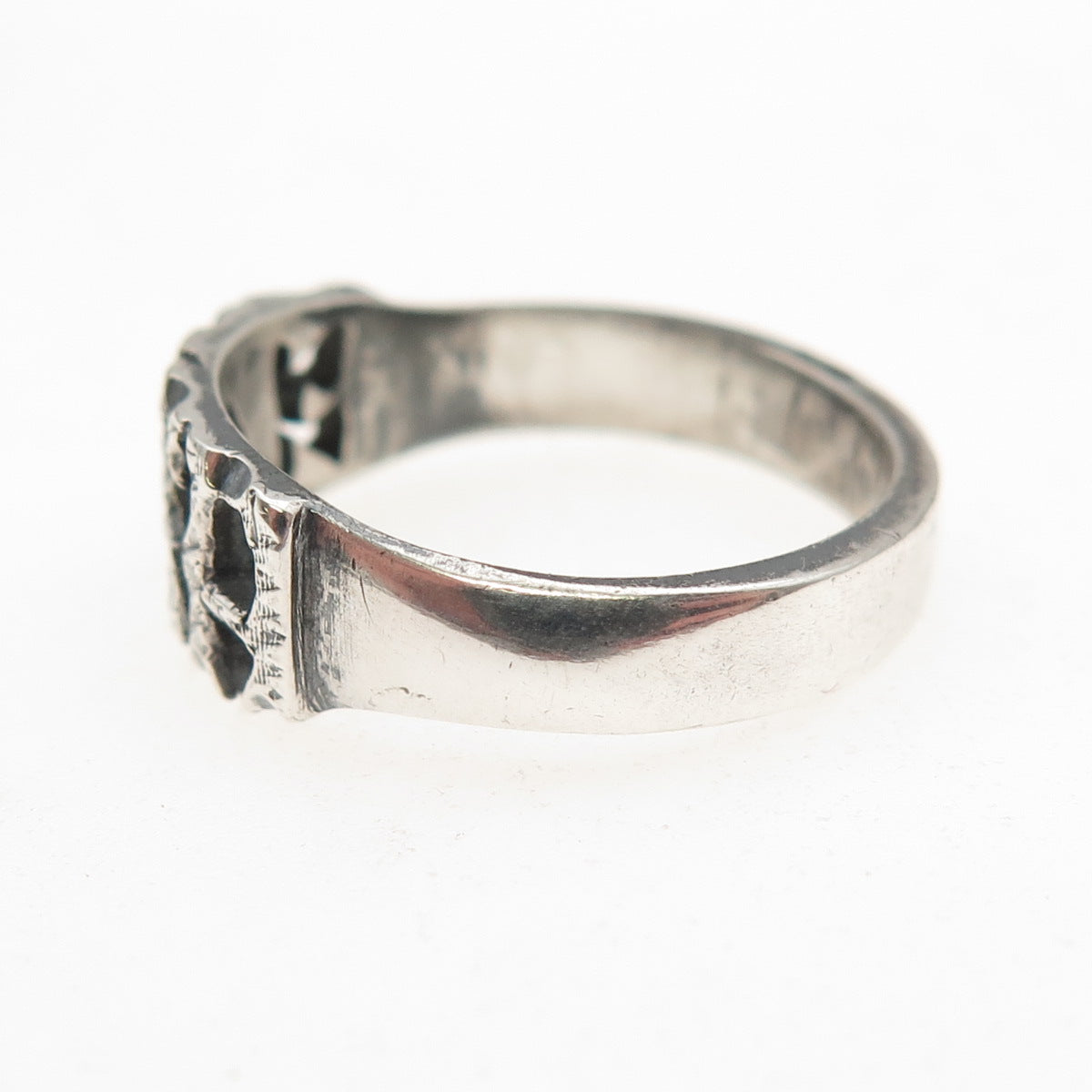 925 Sterling Silver Vintage Elsa Oxidized Name Ring Size 8