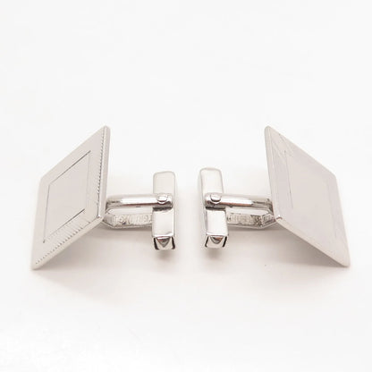 925 Sterling Silver Vintage Swank Striped Square Cufflinks