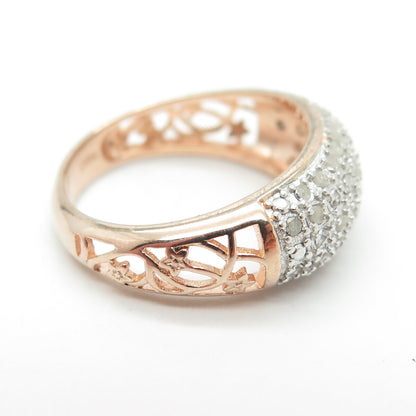 DEE BERKLEY JEWELRY 925 Sterling Silver 2-Tone Diamond Floral Ring Size 7.25