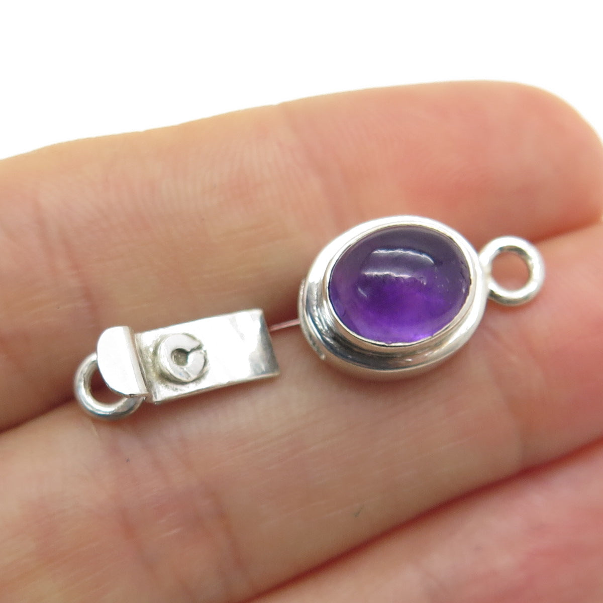 925 Sterling Silver Vintage Real Amethyst Bracelet & Necklace Box Lock Clasp