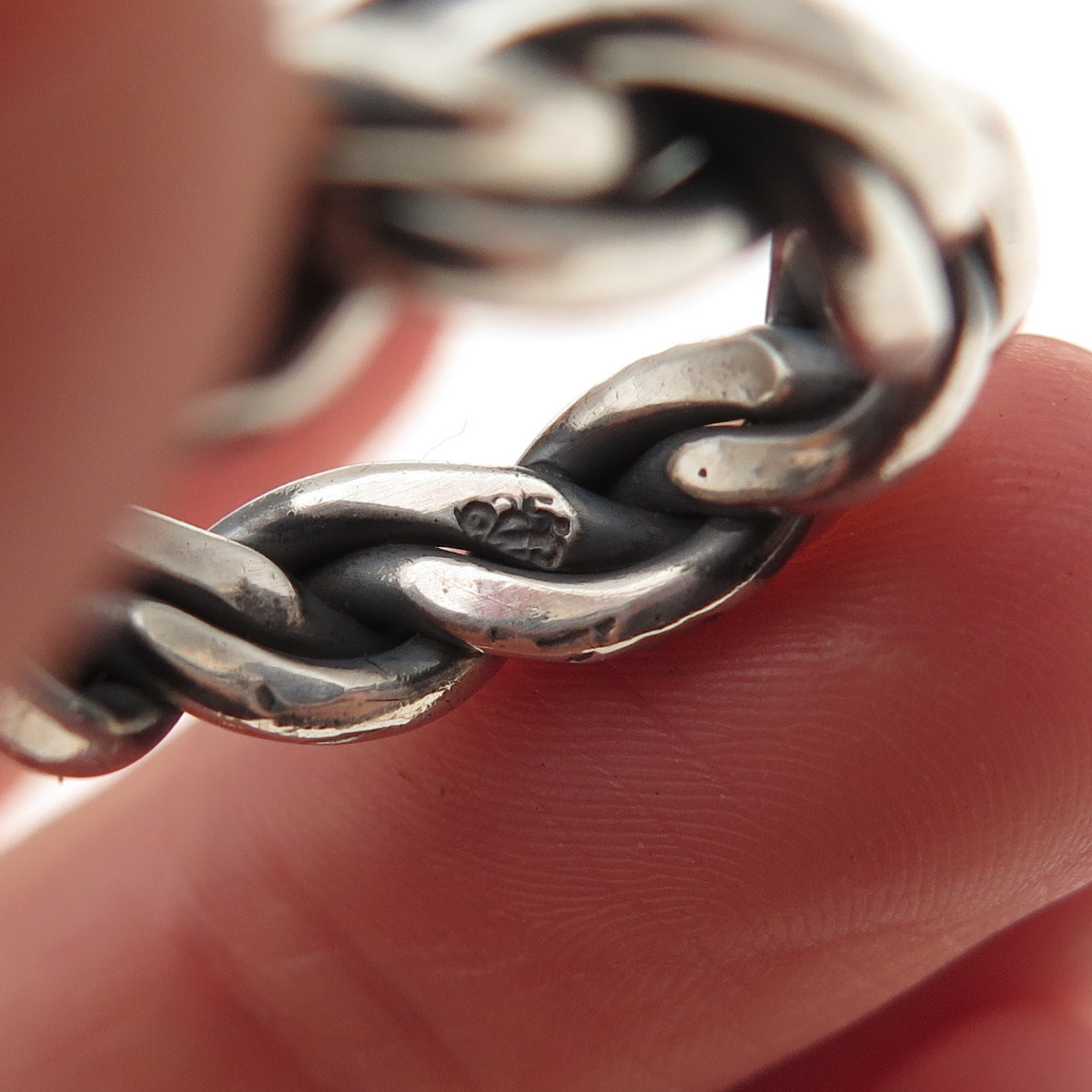 925 Sterling Silver Vintage Braided Oxidized Band Ring Size 7