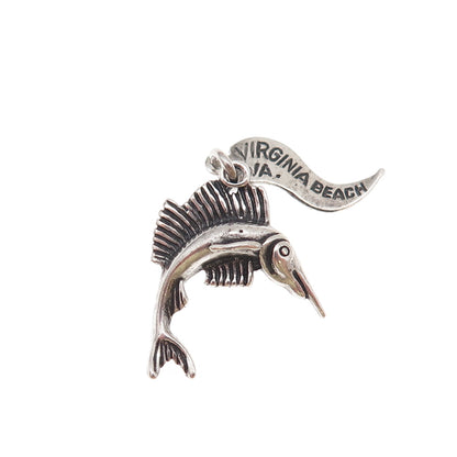 Pacific Jewelry 925 Sterling Silver Vintage Swordfish Oxidized Charm Pendant