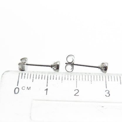 925 Sterling Silver Round-Cut Shaped C Z Stud Earrings