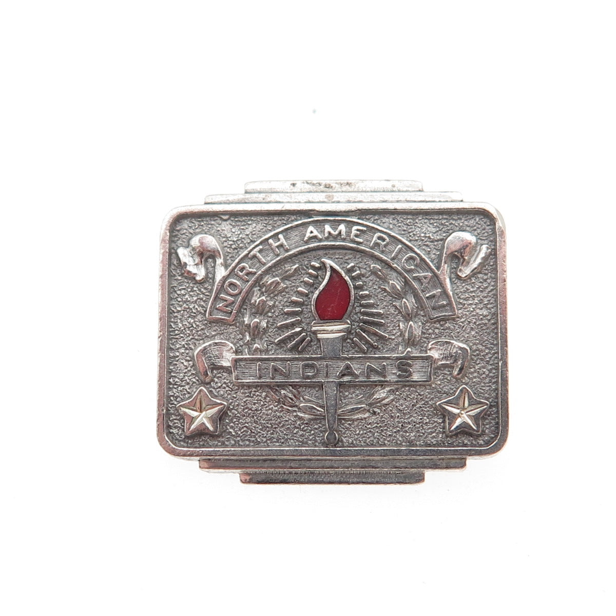 925 Sterling Silver Antique Enamel North American Indians Brooch (missing pin)