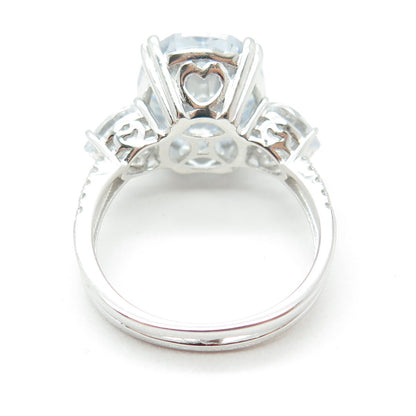 925 Sterling Silver Oval Heart & Round-Cut C Z Engagement Ring Size 8.25