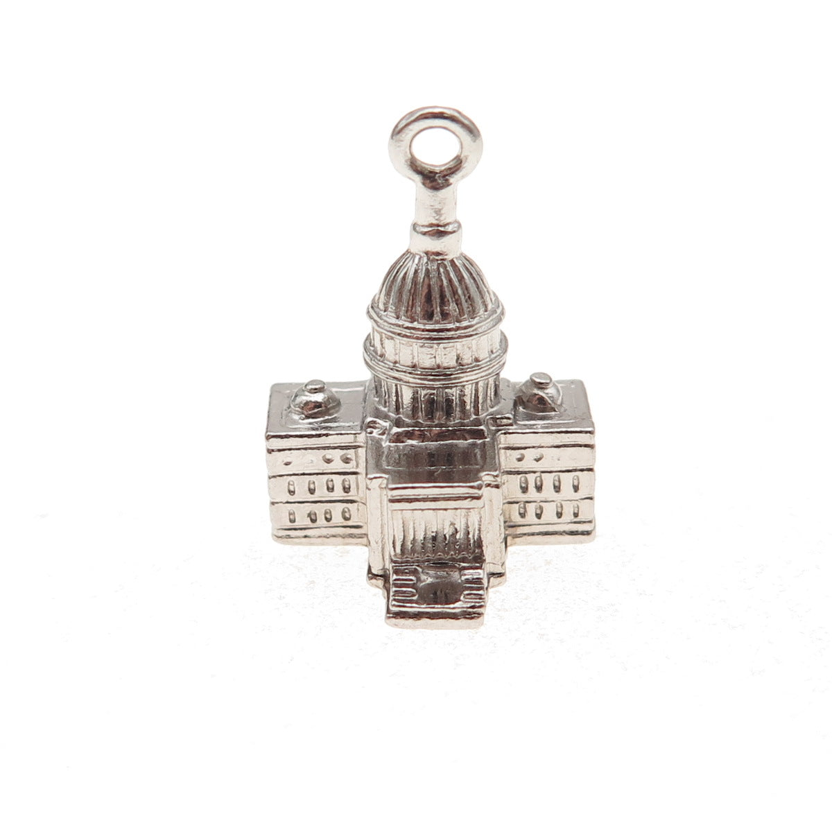 Wells 925 Sterling Silver Antique Art Deco US Capitol Building 3D Charm Pendant
