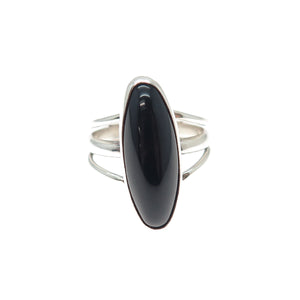 Old Pawn Sterling Silver Vintage Southwestern Black Onyx Tribal Ring Size 7.25