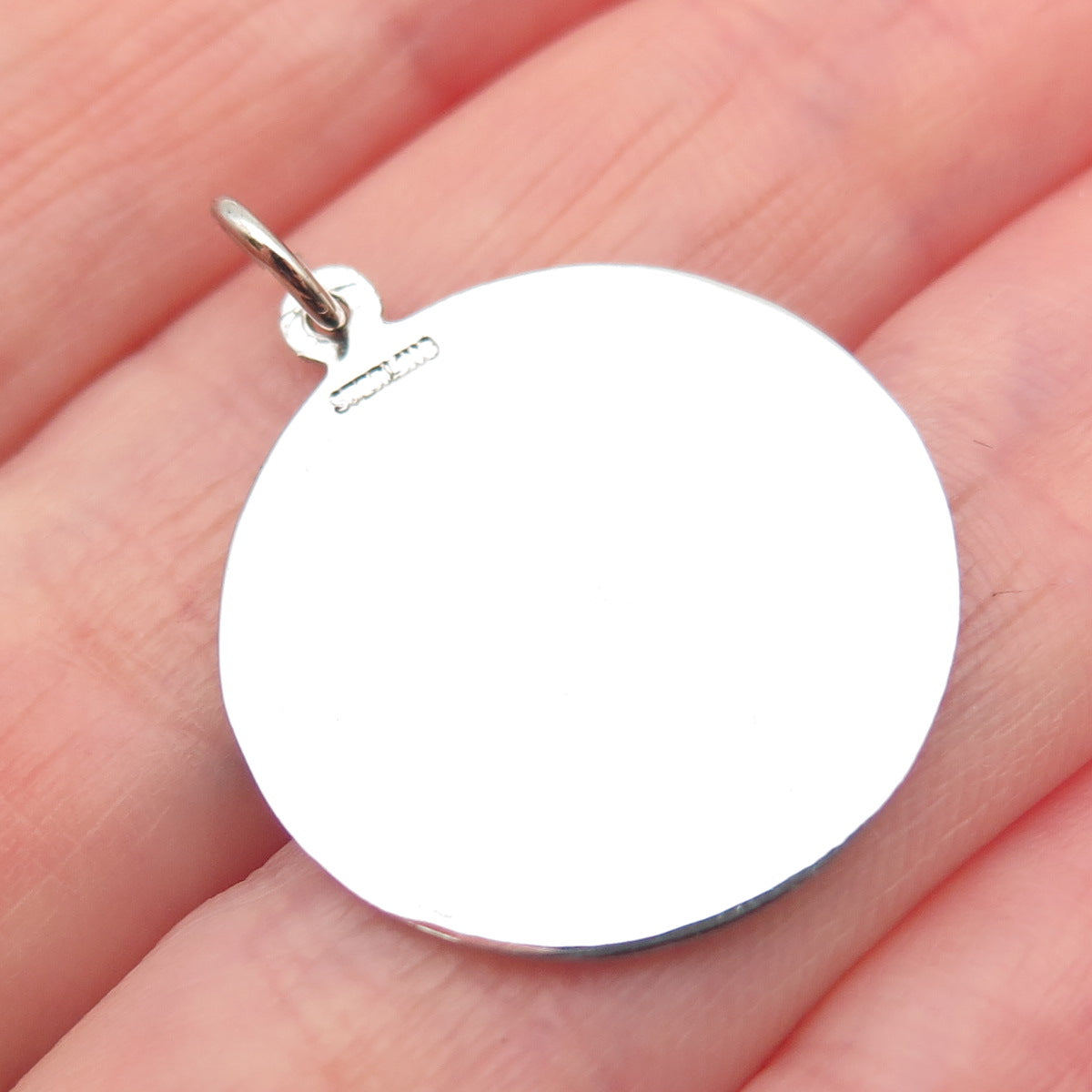 925 Sterling Silver Vintage Round Tag Charm Pendant