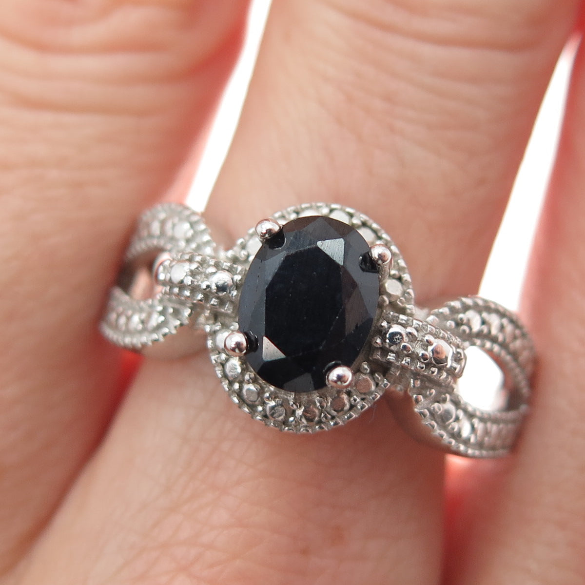 DBJ DEE BERKLE Sterling Silver Real Diamond Accent & Sapphire Ring Size 10.25