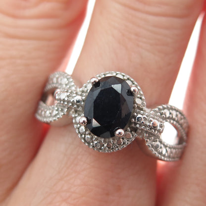 DBJ DEE BERKLE Sterling Silver Real Diamond Accent & Sapphire Ring Size 10.25