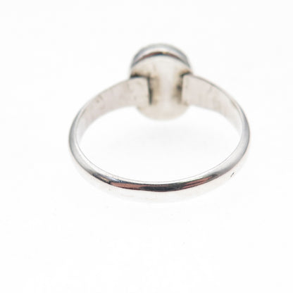 J. John Navajo Old Pawn 925 Sterling Silver Vintage Hematite Tribal Ring Size 7