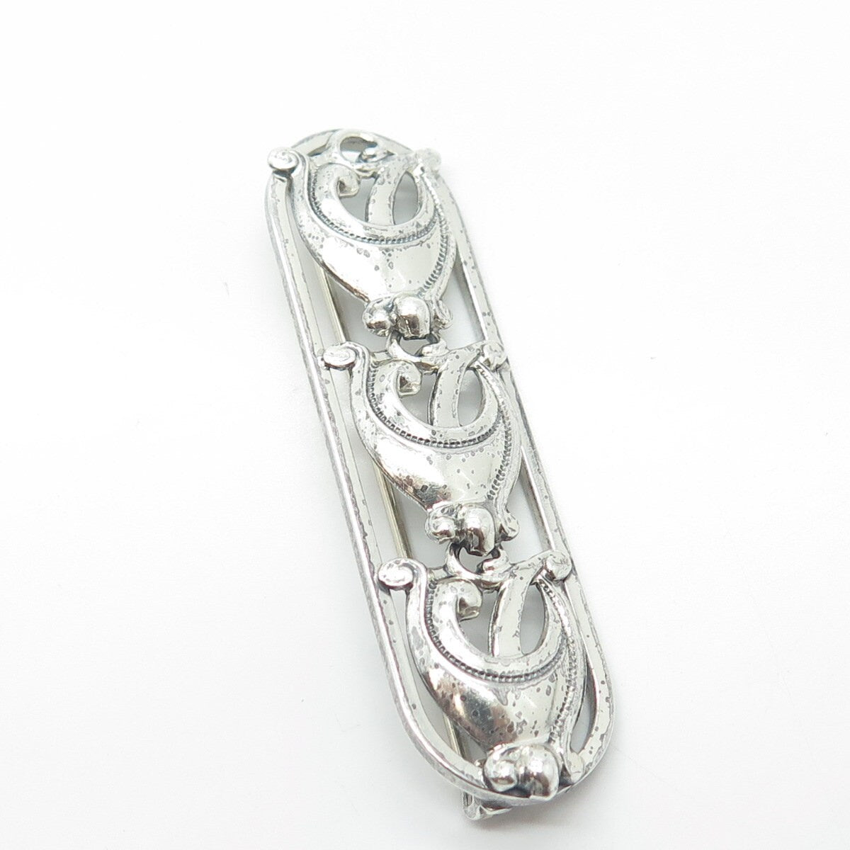 DANECRAFT 925 Sterling Silver Antique Art Deco Jug Row Swirl Pin Brooch