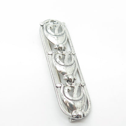 DANECRAFT 925 Sterling Silver Antique Art Deco Jug Row Swirl Pin Brooch