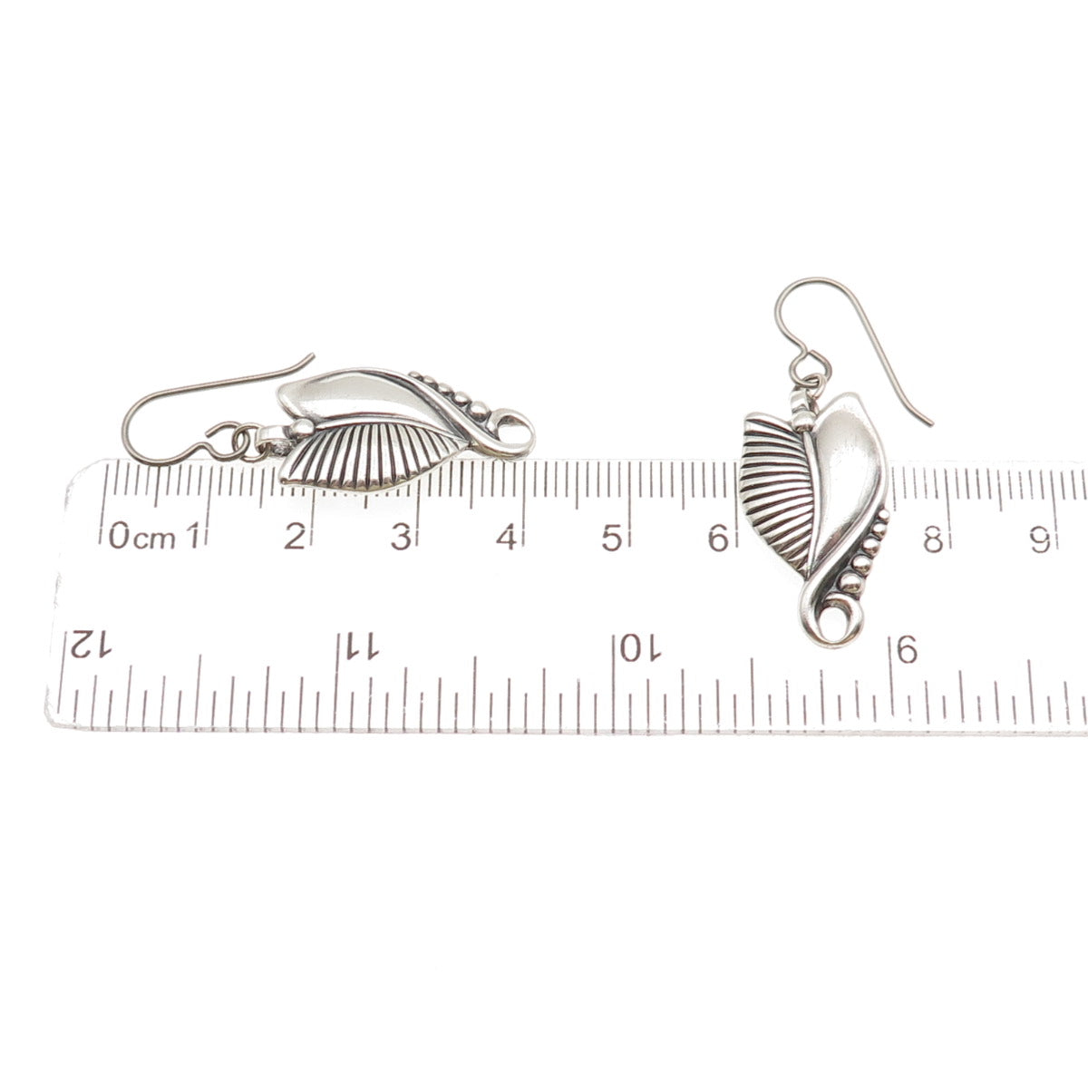 Danecraft 925 Sterling Silver Antique Art Deco Floral Oxidized Dangle Earrings