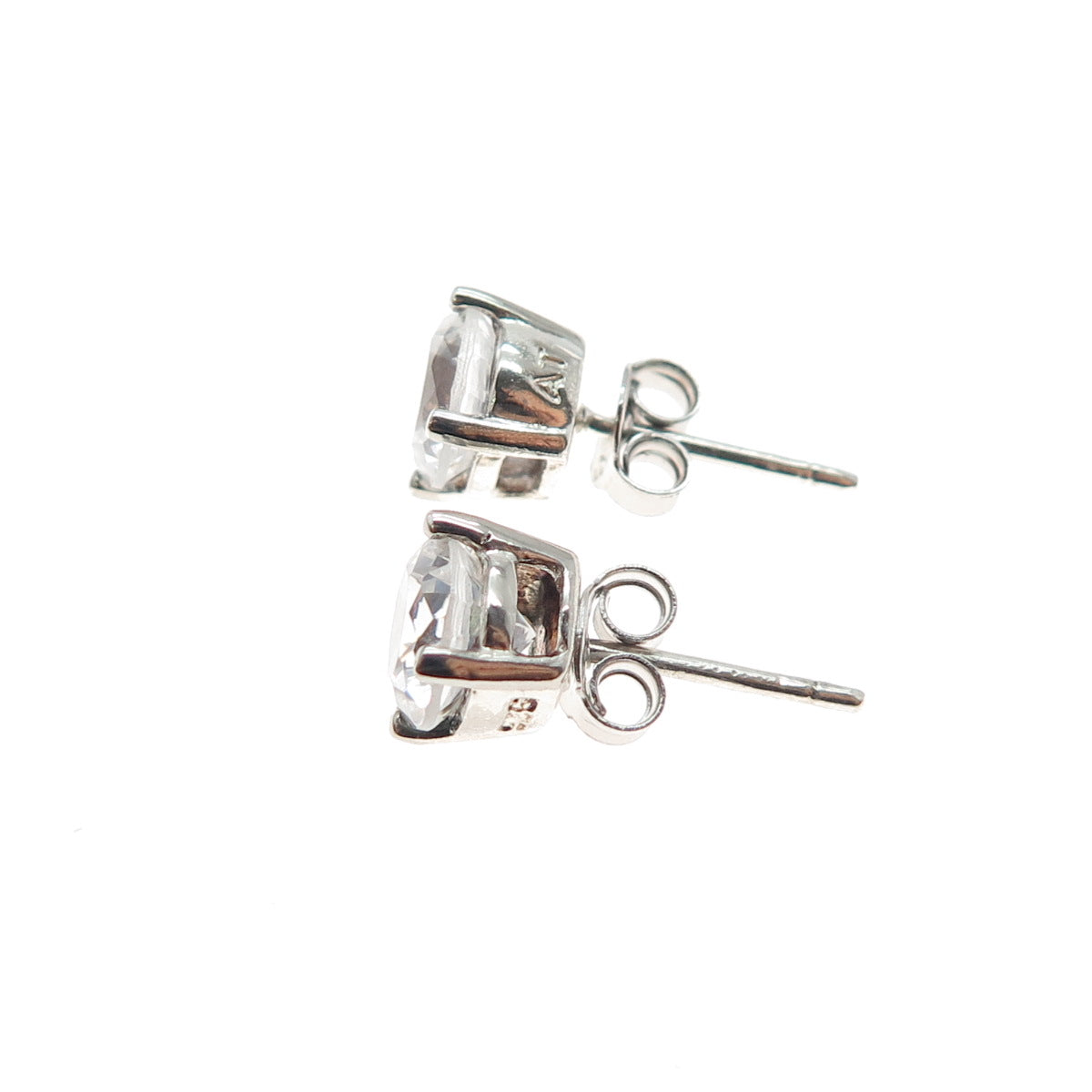 925 Sterling Silver Round-Cut C Z Stud Earrings
