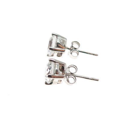 925 Sterling Silver Round-Cut C Z Stud Earrings