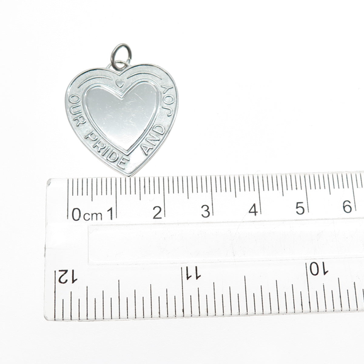925 Sterling Silver Vintage Our Pride And Joy Heart Charm Pendant