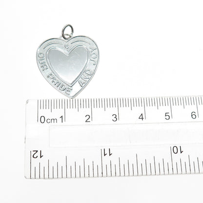 925 Sterling Silver Vintage Our Pride And Joy Heart Charm Pendant
