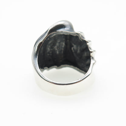 925 Sterling Silver Vintage Mexico Modernist Wavy Dome Oxidized Ring Size 7.5