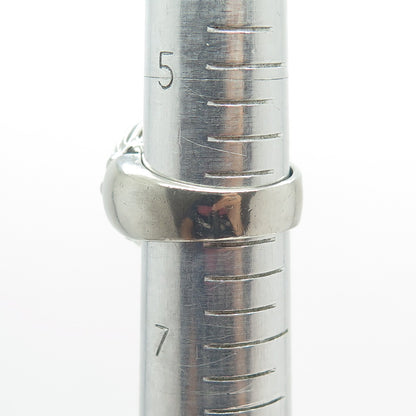 925 Sterling Silver Vintage Ribbed Domed Ring Size 6.25