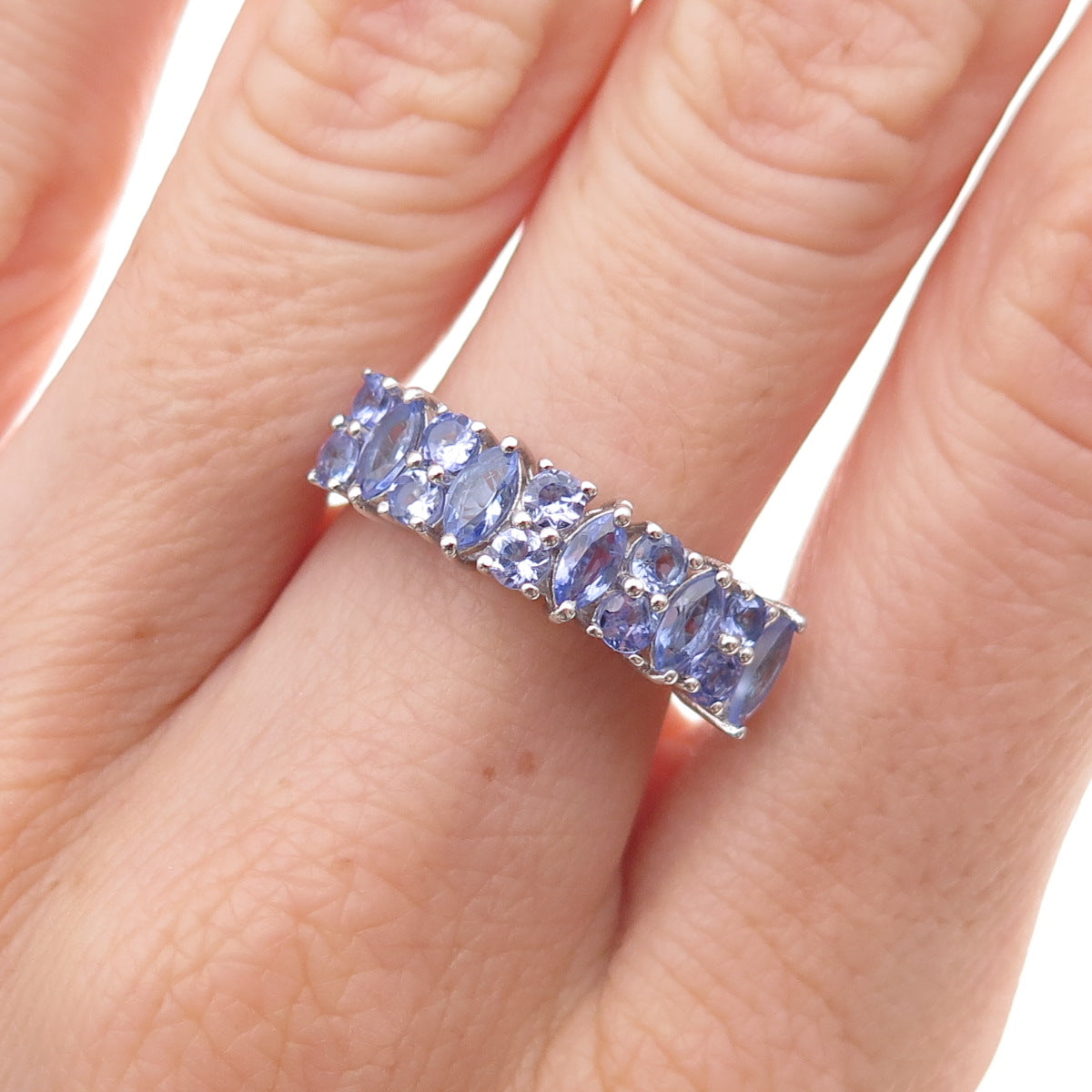 Chuck Clemency 925 Sterling Silver Real Multi-Cut Tanzanite Ring Size 8.25