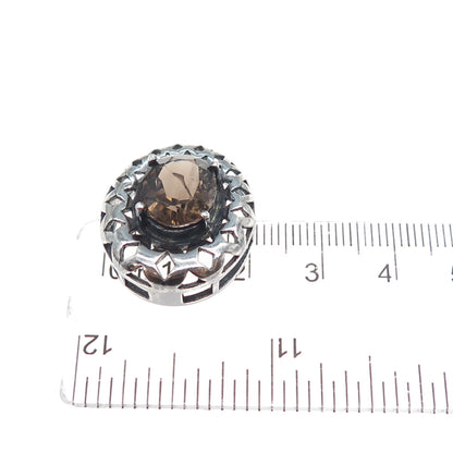 CLYDE DUNEIER CID Sterling Silver Vintage Smoky Quartz Modernist Slide Pendant