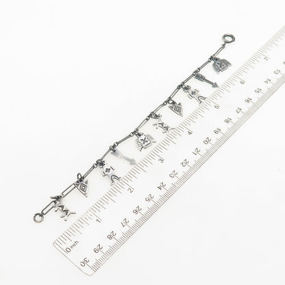 Old Pawn 925 Sterling Antique Southwestern Charm Paperclip Link Bracelet 6.75"