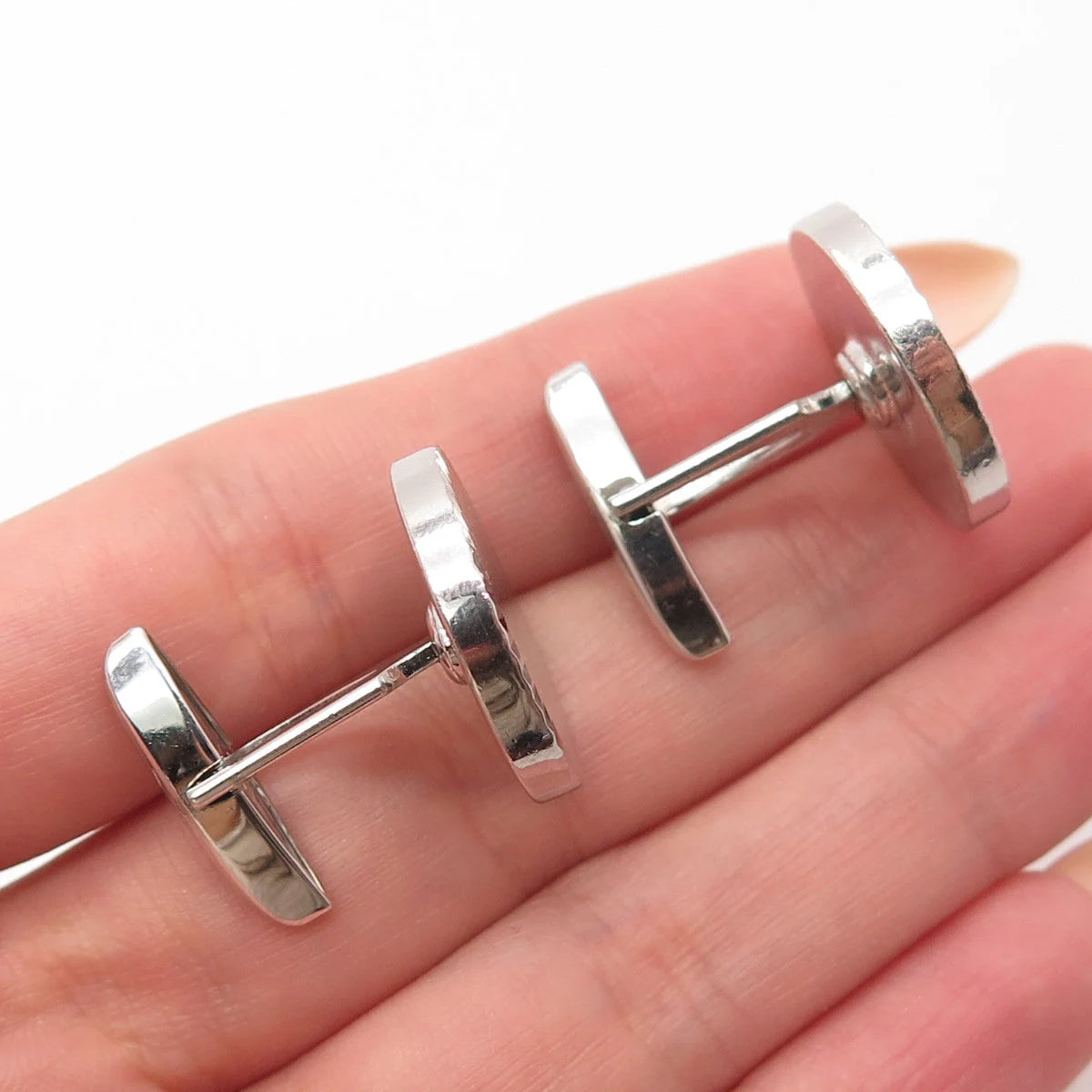 925 Sterling Silver Vintage Textured Round Cufflinks