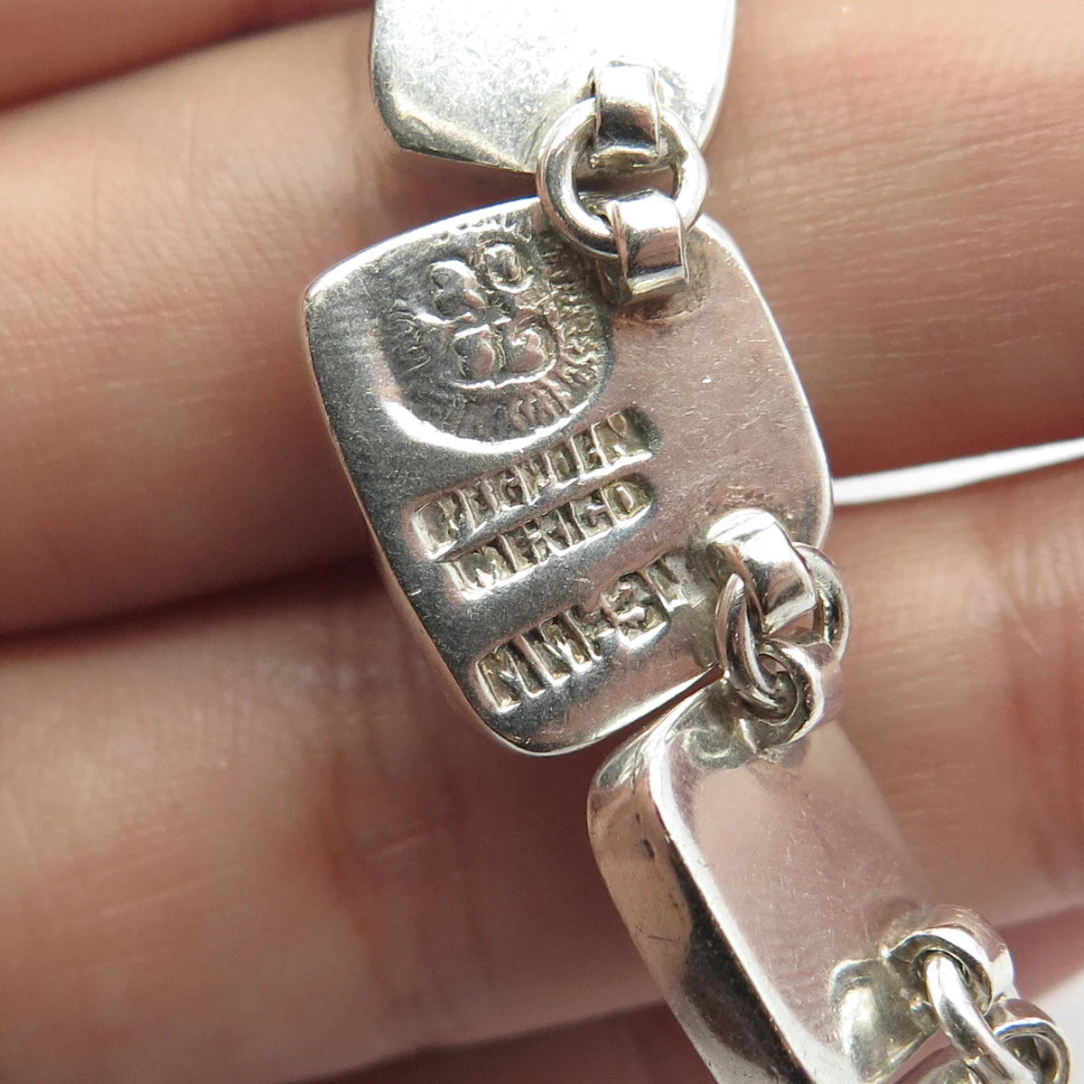 925 Sterling Silver Vintage Los Ballesteros Mexico Azurite Inlay Necklace 20"