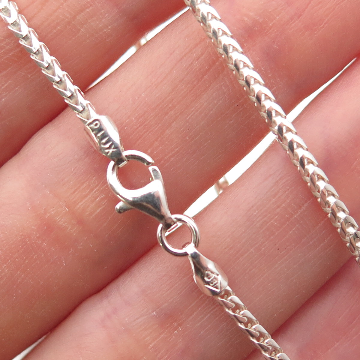 P. Lux 925 Sterling Silver Vintage Italy Franco Chain Necklace 18"