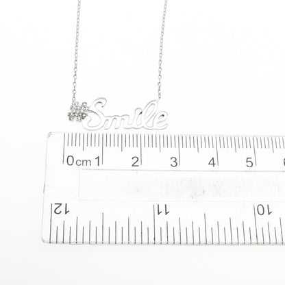 925 Sterling Silver Round-Cut C Z #Smile Cable Chain Necklace 16-18"