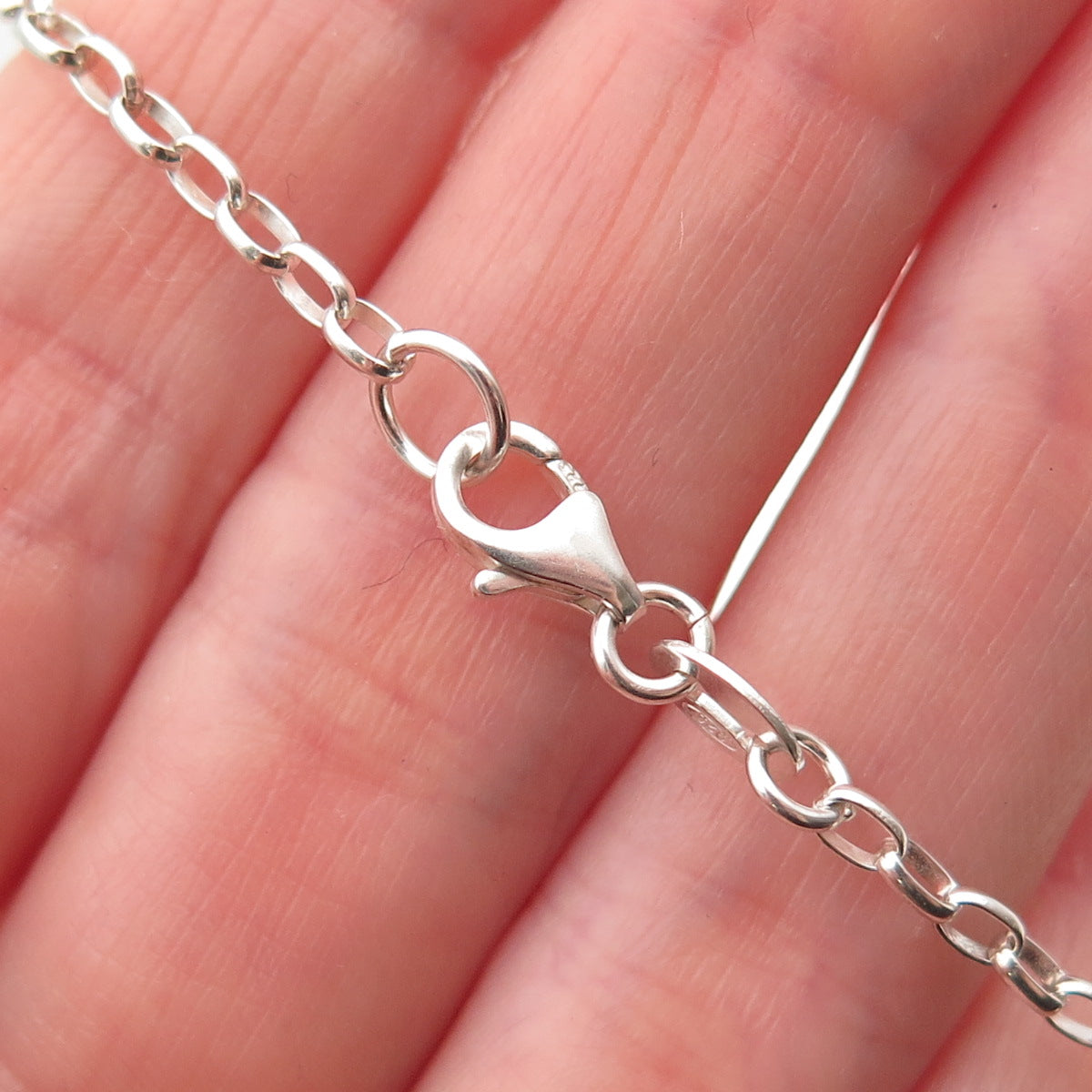 925 Sterling Silver Enamel Dolphin Dangle Charm Cable Link Bracelet 6"